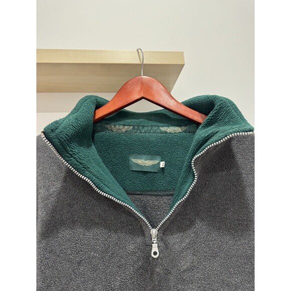 Aston Martin Vintage 90s Sweater Men XXL Black Quarter Zip Fleece Sweater F1 Y2K - Picture 3 of 7